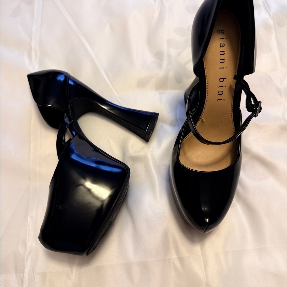 Gianni Bini Black Patent Platform Heels (Size 8.5) 🖤 Black Patent Leather Heels - Picture 2 of 9